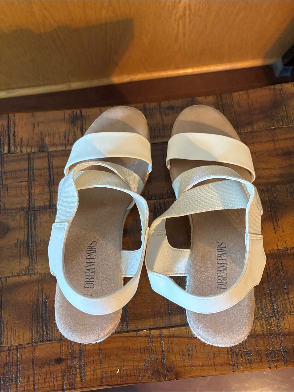 Dream Pairs, white wedge sandal, 8
